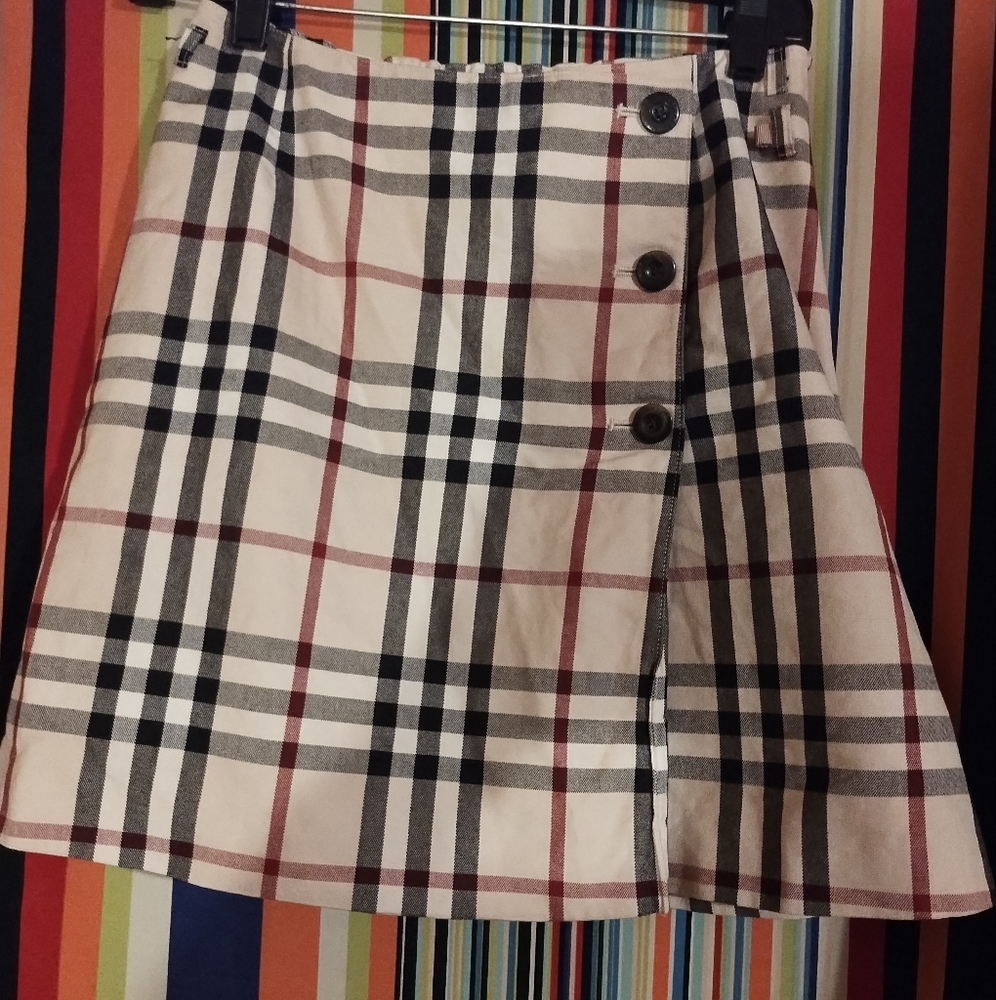 RARE Vintage Burberry London Adjustable Mini Skirt Size XS-S